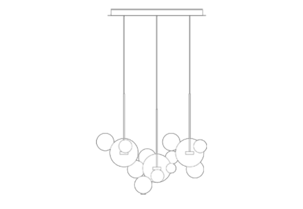 Подвесной светильник Giopato&Coombes Bolle Linear Chandelier 14 Bubbles